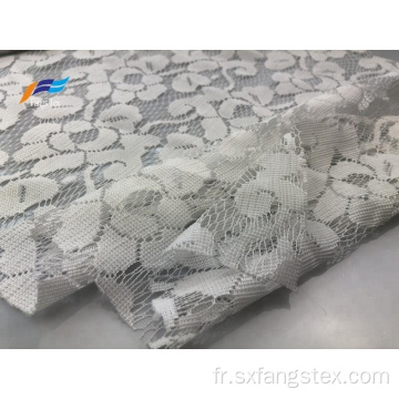 Tissu de robe de dentelle de maille brodé floral blanc africain